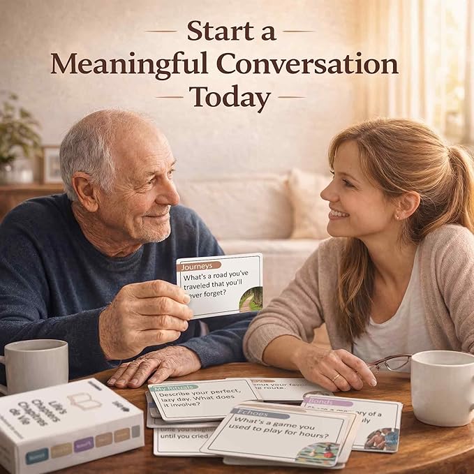 QUOKKA Conversation Cards for Seniors – 160 Memory Card Game Alzheimer's Dementia Activities – Large Print Conversation Starters for Elderly Parents – Dementia Products for Elderly – Premium Gift Box
