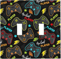 Kid Boys Gamer Gaming Game 2 Gang Double Toggle Light Switch Cover Electric Wall Plate Electrical Faceplate for Bathroom Home Living Room Jumbo Size Decor