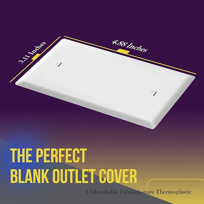 ENERLITES Mid-Size Blank Device Wall Plate, Midway Blank Outlet Covers, 1-Gang 4.88" x 3.11", Unbreakable Polycarbonate Thermoplastic, UL Listed, 8801M-W-5PCS, Gloss Finish, White (5 Pack)