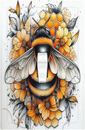 Decorative Light Switch Cover Bee Honeycomb Flowers Plant Leaves 1 Gang Single Toggle Device Electrical Faceplate Switchplates Decorator Outlet Wall Plate For Nursery Kids Room Decor