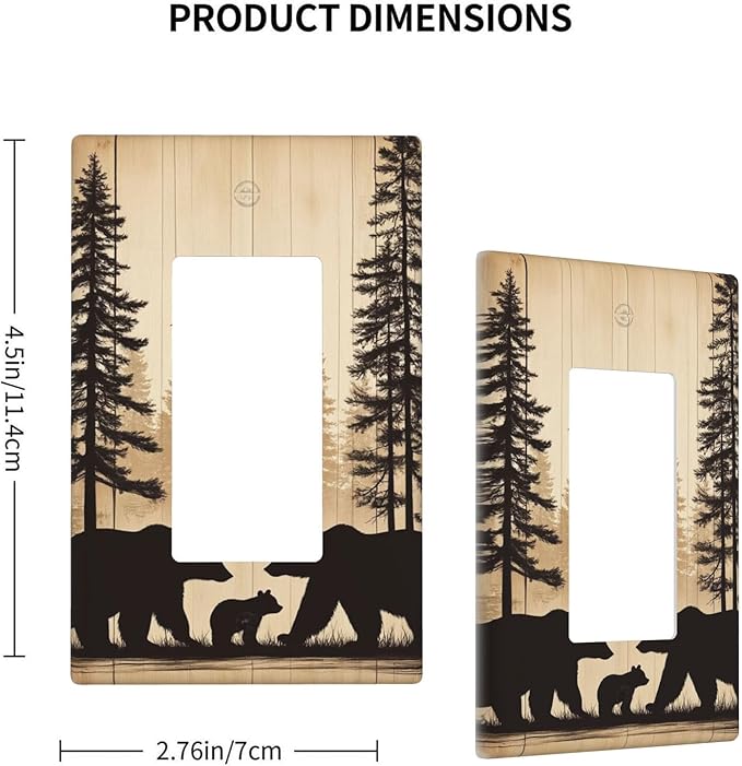 Cabin Bear Woodland 1-Gang Rocker Wall Plate, Rustic Brown Bear Switch Plate for Cabin, Lodge, Farmhouse & Bedroom