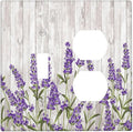 Purple Lavender Rustic Wooden Flowers Floral Plant Wallplates 1 Toggle 1 Duplex Switch Plate Electrical GFCI Faceplate Decorative Light Switch Covers for Farmhouse Living Room Decor