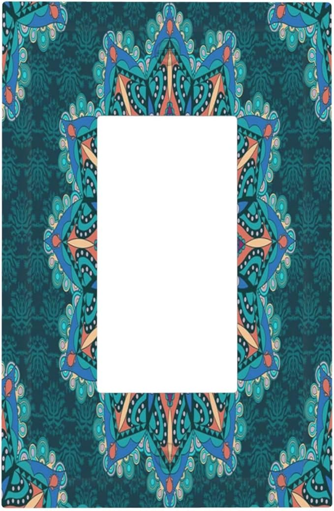 Outlet Covers Boho Hippie Colorful Mandala 1 Gang Wall Plate Single Rocker Light Switch Cover Decorative GFCI Receptacle Cover Electrical Switchplate for Bathroom Home Decor