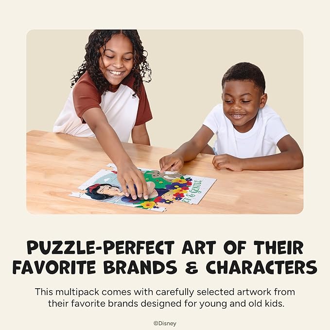 Ceaco - 4 X 1 Kids Multipack - Disney - Princess - Multi-Piece Jigsaw Puzzle for Families -Challenging Puzzle Perfect for Game Nights - Finished Size is 26.75 x 19.75