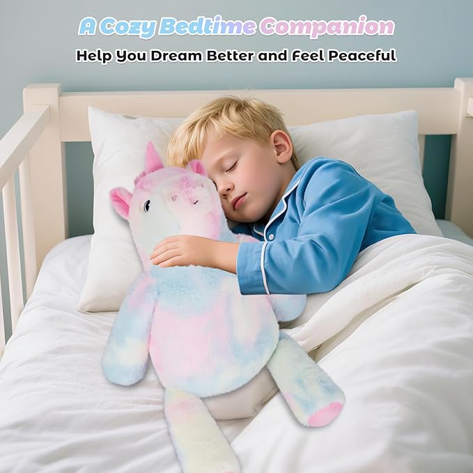 Bobbie & Laxi 24" & 4.5lbs Unicorn Stuffed Animal, Sitting & Laying Weighted Stuffed Animals, Cuddly & Soft Weighted Unicorn Plush for Adults & Kids, Unicorn Gifts for Christmas & Valentine’s Day