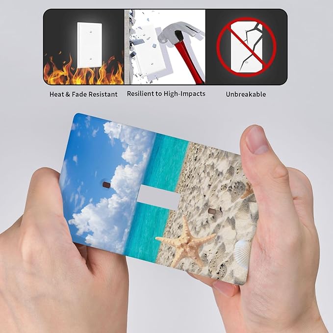Beach Blue Ocean Light Switch Cover Plates Decorative Single Toggle Wall Plate, 1 Gang Lightswitch Cover