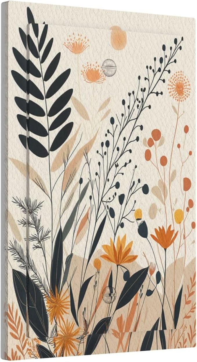 Light Switch Cover Minimalist Floral Boho Botanical Wildflowers Decorative Switch Plates 1 Gang Blank No Device Outlet Covers Electrical Wall Plates for Bathroom Bedroom Decor