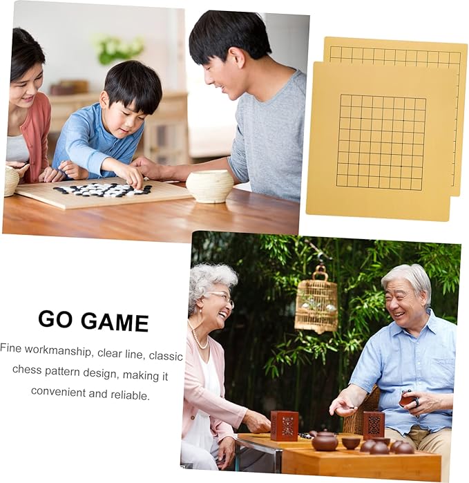 Milisten 2pcs Reversible Go Chess Board for Boy Girl Wooden Educational Chessboard Portable Folding Design for Beginners and Family Fun