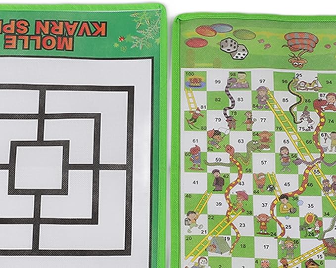 SUNGOOYUE 4 in 1 Kid Chess Set, Soft Foldable Portable Board Game with Snake Ladder Ludo Nine Men Morris, for Family Indoor Outdoor Travel Kids Age 3+