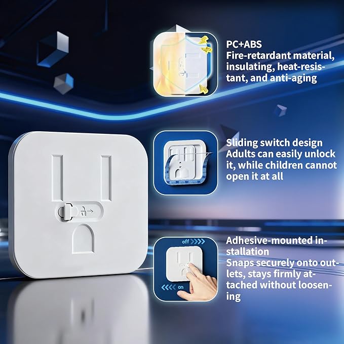Outlet Covers Baby Proofing - Adhesive Sliding-Lock Socket Protector 12pcs Childproof Electrical Outlet Protectors for Home & Kitchen