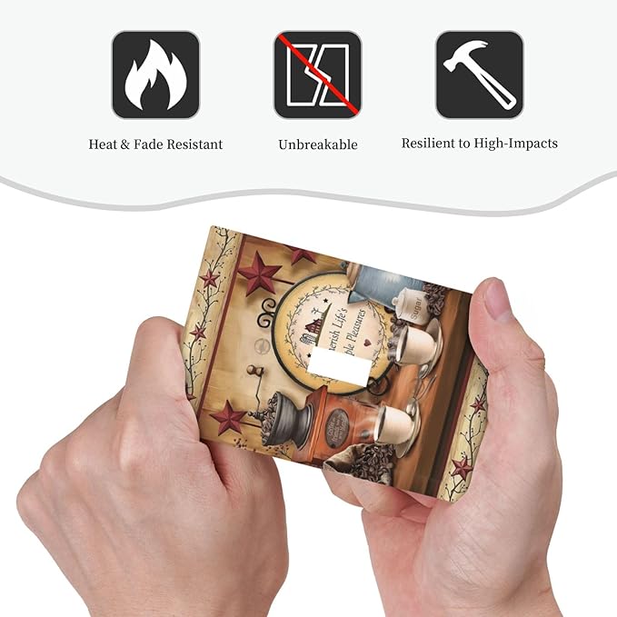 Kitchen Coffee Beans Cup Bar Clock Restaurant Decorative Light Switch Cover 1-Gang Cafe Country Life Texas Star Dining Room Single Toggle Wall Plate Electrical Device Switch Face Wallplate Jumbo Size