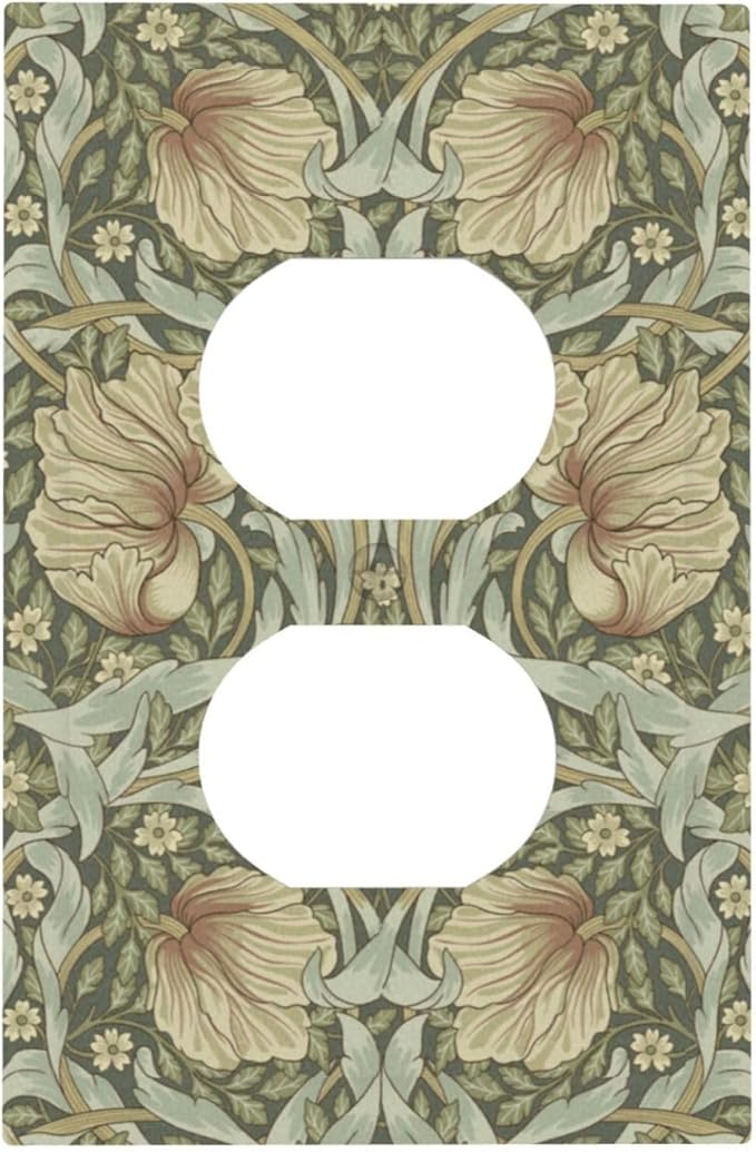William Morris Pimpernel Flowers 1 Gang Electrical Duplex Outlet Covers Vintage Floral Green Botanical Receptacle Light Switch Cover Plate Decorative for Country Country Bedroom Home Décor