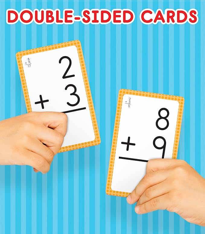 Carson Dellosa Education Time and Money, Addition and Subtraction Flash Cards, 3 Sets of Mathematics Flashcards, Kindergarten Learning Activities and Math Games for Kids 5-7