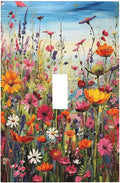 Colorful Wildflowers Painting Floral Flower Decorative Light Switch Cover 1 Gang Single Toggle Device Electrical Faceplate Switchplates Decorator Outlet Wall Plate for Bedroom Living Room Decor