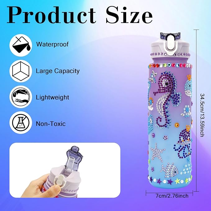 Gifts for Girls, Decorate Your Own Water Bottle Kits for Kids 4 5 6 7 8 9 10 Year Old Girl, Fun DIY Arts and Crafts Gift Toys for Kids Age 4-5-6-8-10-12, Birthday Graduation Gifts for Kid Girl Teens