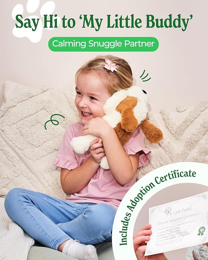 Heatable Weighted Plush Puppy Dog – Cozy Comfort & Security, Soothing Stuffed Animal for Kids & Toddlers, Compact 1.5 lbs – Perfect for Cuddles!