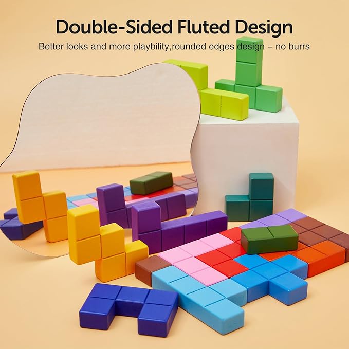 Dementia Products for Elderly, 15 Wooden Tiles Matching Game Activities for Seniors, Easy Memory Games for Alzheimer's, Cognitive Craft Gifts, Large Brain Puzzle Pattern Blocks for Elderly