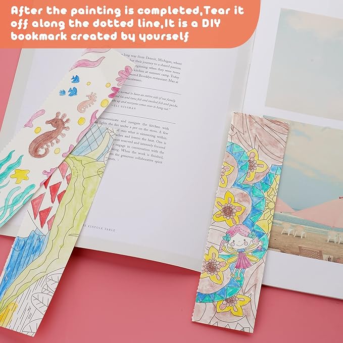 Cavnewt Pocket Watercolor Painting Book,21-Pages,Travel Paint Watercolor Coloring Book Set for Kids 3-8 Years Old,Boys and Girls Party Birthday Thank You Exchange Art Craft Gifts-Undersea World