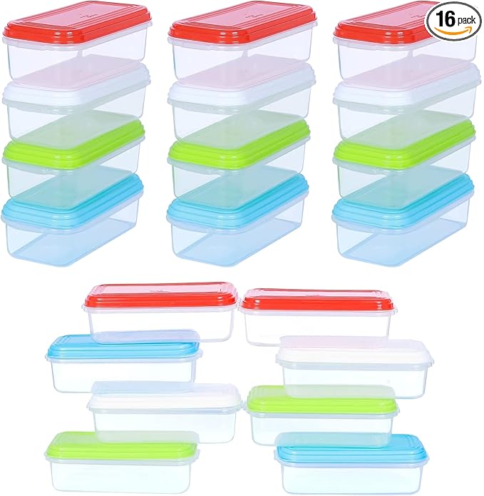 ARSUK 8oz Food Storage Containers with Airtight Lids 16 Pack - Reusable 1 Cup Containers for Snacks, Leftovers, Portion Control & Meal Prep - Leakproof, Microwave, Fridge Safe, BPA Free Plastic