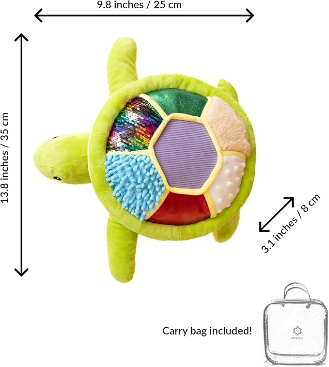 ODOXIA Sensory Turtle Stuffed Animal | Sensory Plush Toy | Fidget Stuffed Animal for Kids | Great for Sensory Needs | Sensory Stuffed Animals for Children | Sensory Pillow Plush