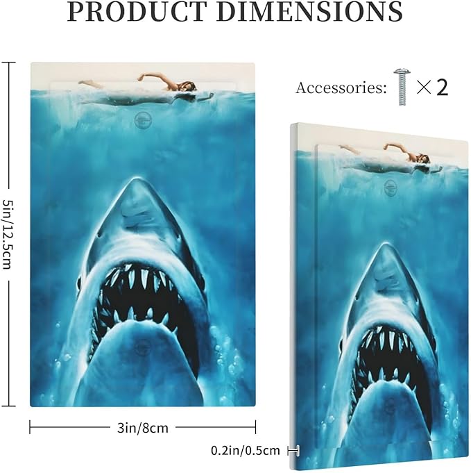 Swimming Woman Funny Shark Blue Ocean Light Switch Cover Plate 1 Gang No Device Blank Electrical Wall Plates Faceplate Decorative Switch Plate Covers for Kids Room Bedroom Decor