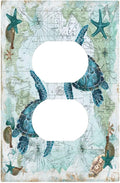 Outlet Covers Nautical Green Sea Turtles Beach Blue Ocean 1 Gang Duplex Light Switch Cover Decorative Switch Plates Electrical Receptacle Faceplate Wall Plate For Bathroom Kids Room