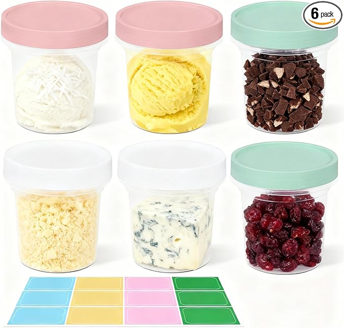 6 Pack 3.4oz Food Storage Containers, Plastic Containers with Twist Top Lid, Reusable Dishwasher Freezer Safe Airtight, Takeout Container - Ideal for Soup and More