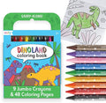 Ooly Travel Art Kit with 9 Jumbo Crayons & 48 Themed Coloring Pages & Case for Easy Traveling Art Creation, Perfect Airplane & Road Trip Activities for Kids - Dinoland