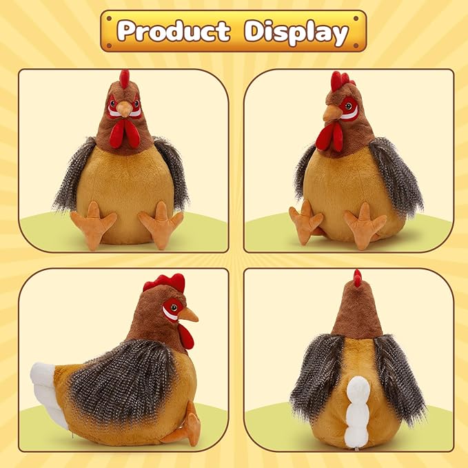 BENINY Giant Chicken Stuffed Animal, Realistic Jumbo Hen Plush Toy, 25.5" Cute Stuffed Rooster for Kids Girls Boys on Easter Christmas Birthday, Soft Farm Stuffed Animals Gift