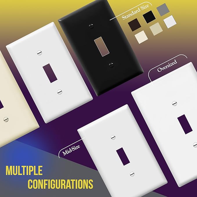 ENERLITES Toggle Light Switch Wall Plate, Jumbo Switch Cover, Oversized 1-Gang 5.5" x 3.5", Unbreakable Polycarbonate Thermoplastic, 8811O-W, White