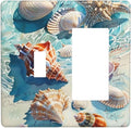 Outlet Covers Ocean Waves Starfish Conch Scallop Shell 1 Toggle 1 Rocker Combination Decorative Wall Plate Electrical Switch Plates Light Switch Cover Plate For Kids Room Nursery Decor