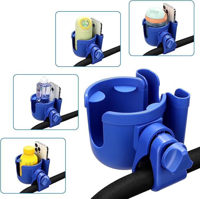 Accmor Stroller Cup Holder with Phone Holder, Bike Cup Holder, Universal Cup Holder for Uppababy Nuna Doona Strollers, 2-in-1 Cup Phone Holder for Stroller Bike Accessory