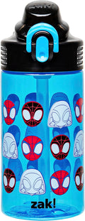Zak Designs Marvel Spider-Man Sage Water Bottle For School or Travel, 16oz Durable Plastic Water Bottle With Straw, Handle, and Leak-Proof, Pop-Up Spout Cover (Spidey and His Amazing Friends)