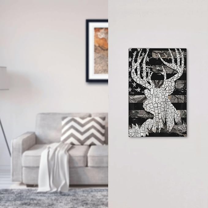 American Flag Forest Antler Deer Elk 1 Gang No Device Wall Plate Decorative Blank Light Switch Cover Switchplate Electrical Faceplate for Bathroom Home Bedroom Art Decor
