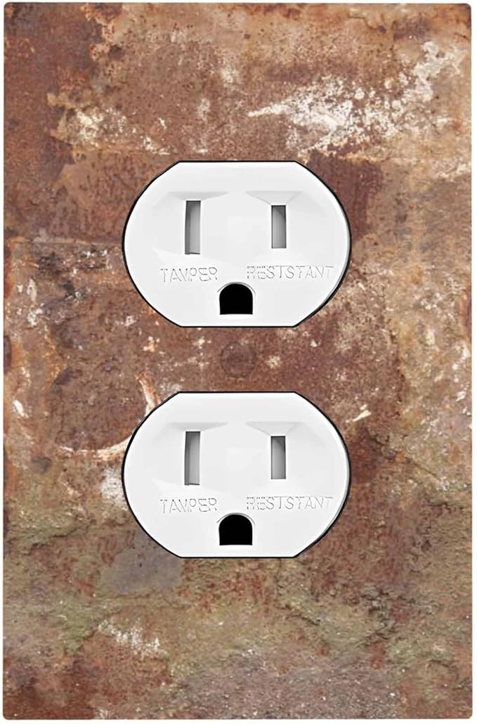 Outlet Covers Shabby Old Aged Rusty Antique Brass Metal 1 Gang Duplex Light Switch Cover Decorative Switch Plates Electrical Receptacle Faceplate Wall Plate For Farmhouse Cabin Decor