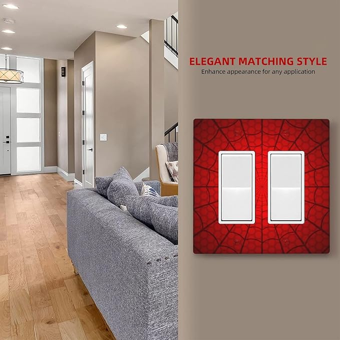 Spider Web Double Gang Rocker Decorative Light Switch Cover, 2-Gang Wall Plate Outlet Cover