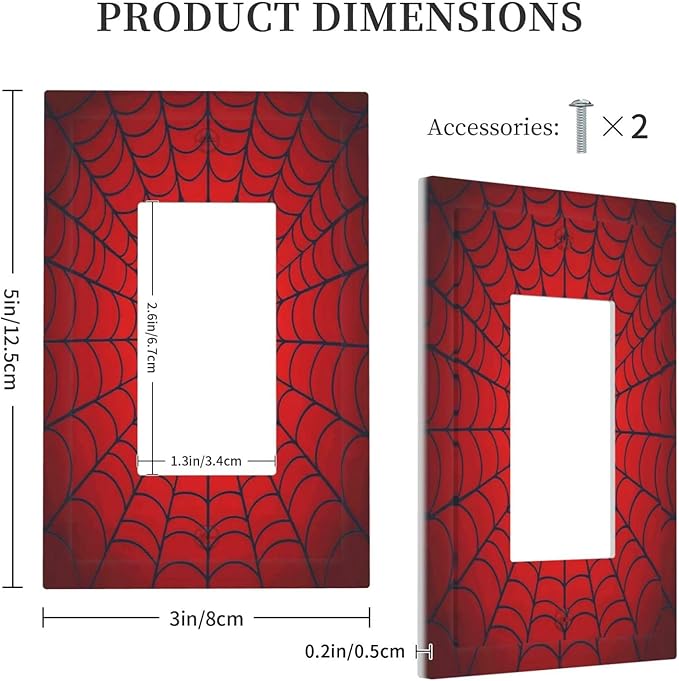 Red Spider Web Black Line Simplicity Decorative Outlet Covers 1 Gang Single Rocker Light Switch Cover Plate Wall Plates Gfci Faceplate For Kids Room Home Decor