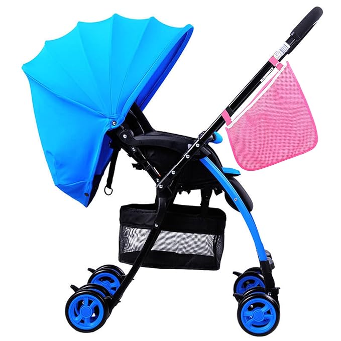 2 Pack Universal Side Sling Stroller Mesh Cargo Net and Organizer, Extra Stroller Storage Space, Non-Slip and Adjustable Straps (Pink)