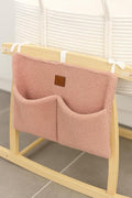 Adm&Eve Bedside Diaper Caddy - Teddy Material With 2 Compartments for Baby Carrier, Crib, Stroller & Changing Table, Hanging Storage Organizer (Dust PINK)