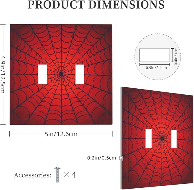Red Spider Web Black Line Simplicity Decorative Switch Plates 2 Gang Double Toggle Outlet Light Switch Cover Wall Plate Electrical Faceplate For Kids Room Home Decor