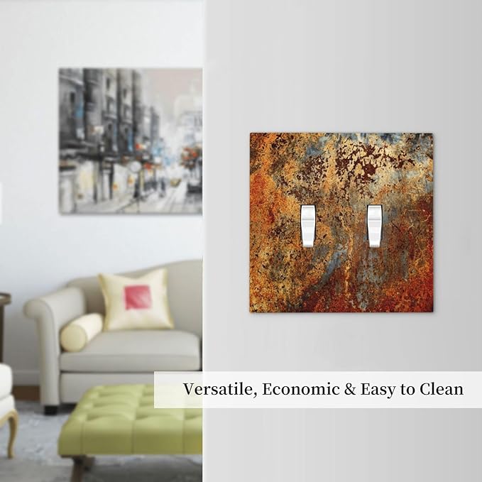 Rust Old Rusty Copper Rustic 2 Gang Double Toggle Outlet Light Switch Cover Wall Plate Electrical Faceplate Decorative Dual Device Switchplate