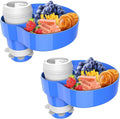 [2 Packs] Kids Car Seat Tray, Travel Tray with Cup Holder for Toddler, Kids Car Seat Food Snack Tray for Road Trip, Stroller snack tray travel must haves - Blue Color