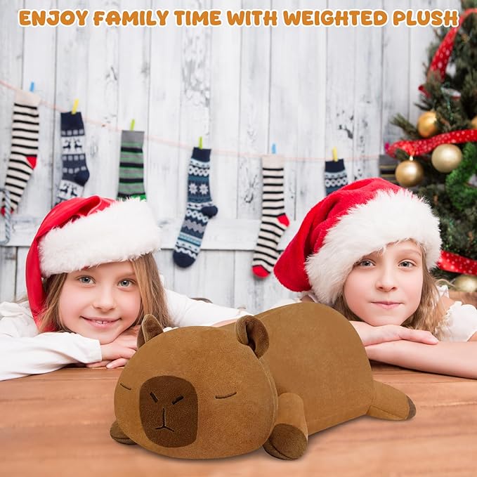 TOYSYM Weighted Stuffed Animals, Capybara Plush with Weighted Beads, Cute Capybara Stuffed Animals Pillow Gifts for Adults Kids Boys Girls