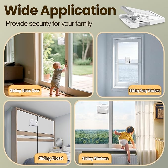 STERGDE Sliding Door Lock 2 Pack, Prevent children from opening sliding doors, sliding door baby proof, Easy To Install, For Sliding Glass Doors, Sliding Windows, Sliding Closets, Etc（Grey）