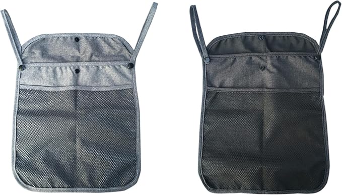 2Pcs Pack Baby Stroller Organizer With Two compartments Front Mesh Pocket for Bottle Nappy Diaper Storage,Fits for Stroller like Uppababy, Baby Jogger, Britax, Bugaboo, BOB (BLACK E)
