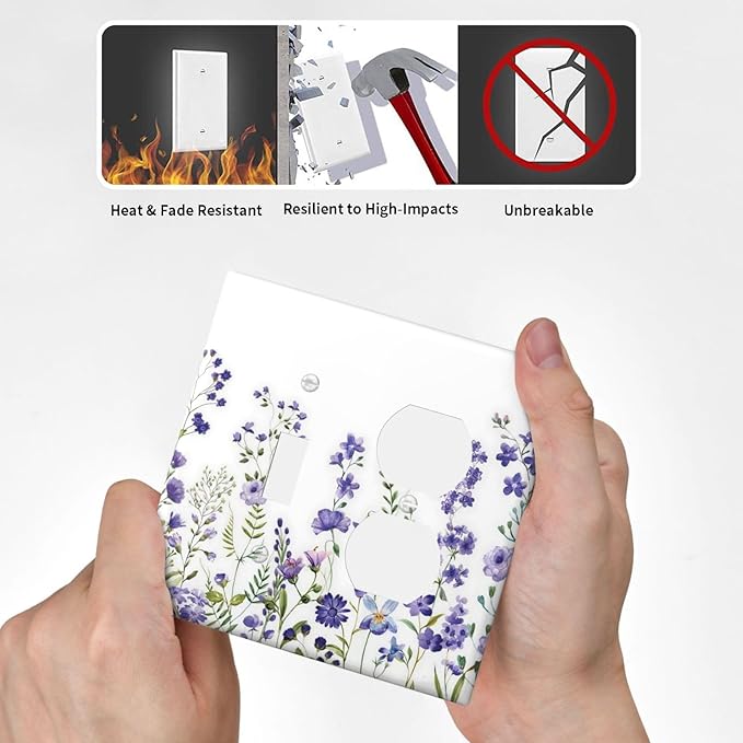 Lavender Wildflowers Purple Flowers Plant Floral Wallplates 1 Toggle 1 Duplex Switch Plate Electrical GFCI Faceplate Decorative Light Switch Covers for Bedroom Living Room Decor