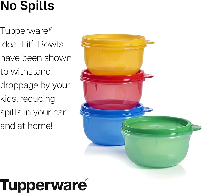 Tupperware Brand Ideal Lit’l Food Storage Bowls for Toddlers & Kids - Airtight, Leak-Proof, Dishwasher Safe & BPA Free - Includes Lids