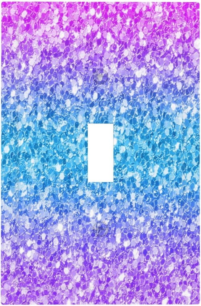 Light Switch Cover Plate Fantasy Colorful Glitter Blue Purple Gradient 1 Gang Wall Plate Cover Single Toggle Outlet Covers Decorative Switch Plate Covers Electrical Faceplate for Kids Room Home