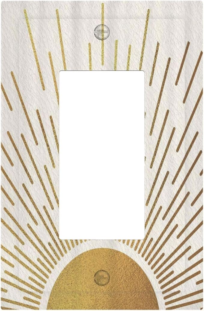 Decorative Outlet Covers Midcentury Golden Sun Minimalism Sunrise 1 Gang Single Decora GFCI Device Light Switch Cover Plate 1 Rocker Wall Plate Jumbo Switch Plate Cover for Home Decor