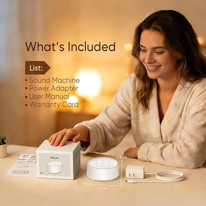 Noise Machine, White Noise Sound Machine for Baby & Adults, 26 Soothing Sounds, 8 Night Light Colors, Tap Control, 6 Timer Settings, Auto-Off & Memory, 4-7-8 Breathing, Sleep Soother for Home